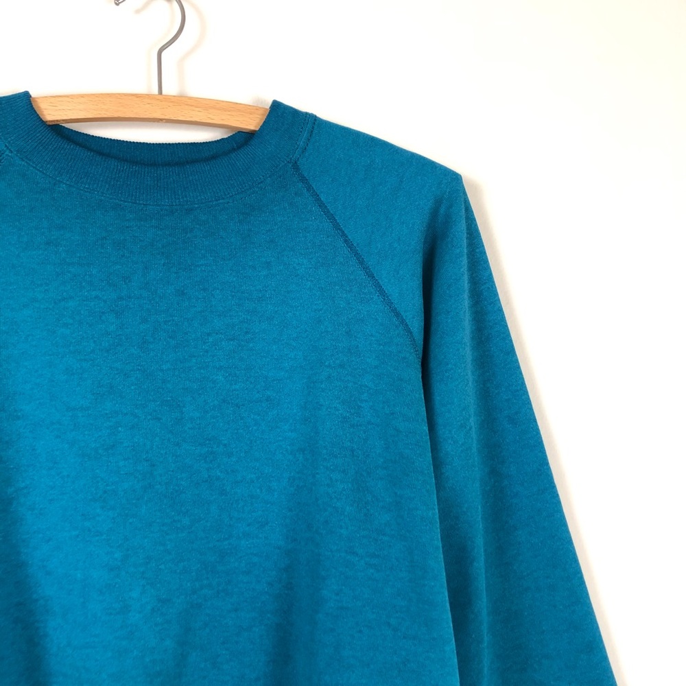 vintage 80s hanes worn in sweatshirt teal cotton blend sweater pullover grunge - Picture 7 of 9